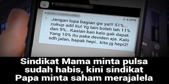 'Mama minta pulsa' tertangkap, muncul 'Papa minta saham'