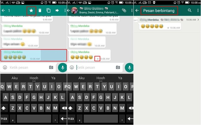 fitur pesan berbintang pada whatsapp