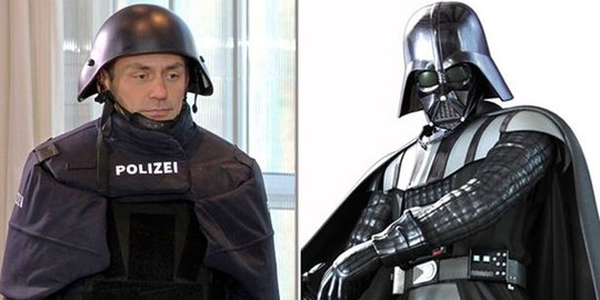Seragam polisi antipeluru Jerman mirip kostum Darth Vader