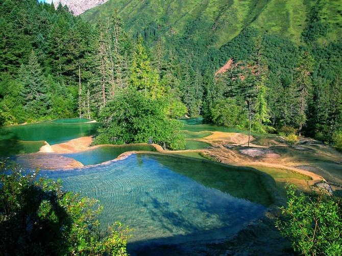 kolam teras travertine di huanglong china