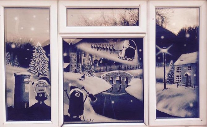 lukisan snow spray karya snow windows