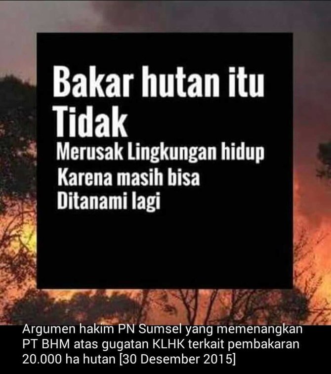 meme hakim menangkan perusahaan pembakar lahan