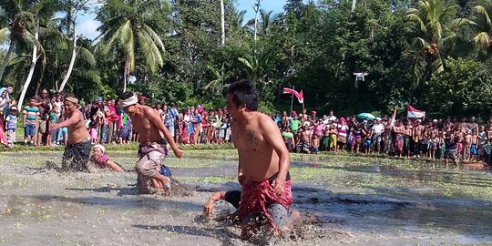 Cara unik bangkitkan pertanian, pasutri mandi lumpur di sawah