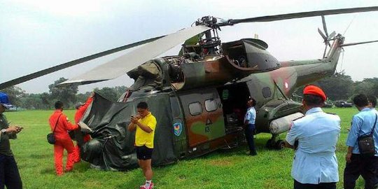 Bersiap terbang, heli Puma TNI AU tergelincir di Lanud Sulaiman
