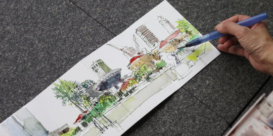 Membuat kota tampak lebih artistik dengan urban sketching
