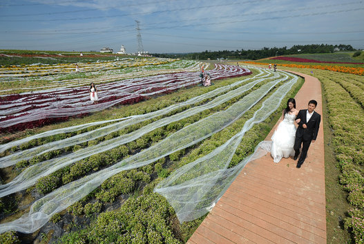 gaun pengantin sepanjang 48 kilometer