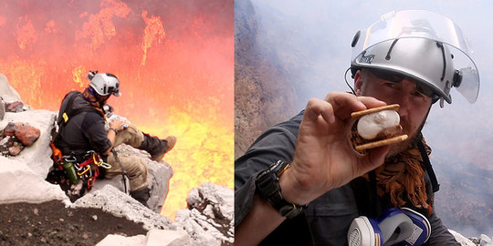 Anti mainstream, pria ini masak cemilan di atas kawah gunung berapi