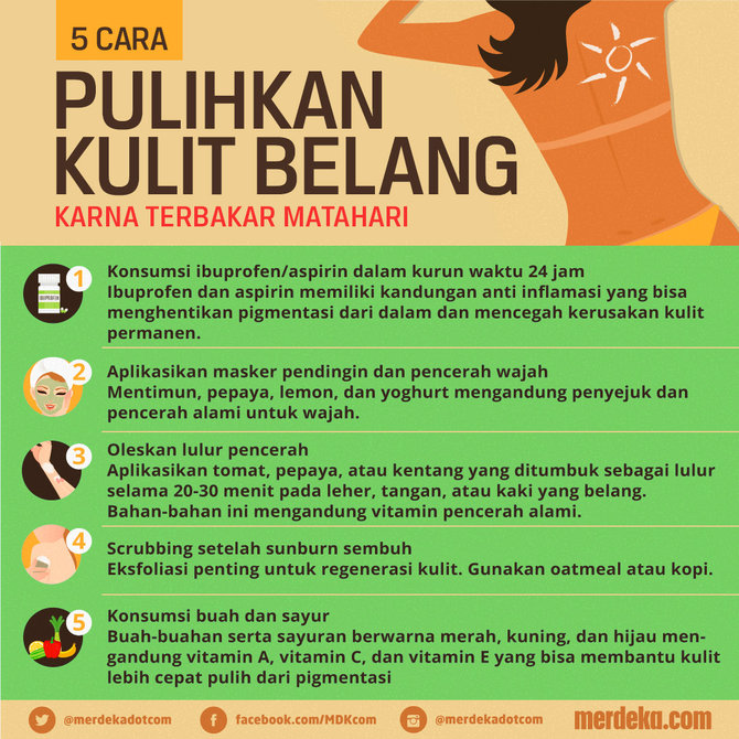 Infografis Cara Ampuh Pulihkan Kulit Belang Terbakar Matahari Merdeka Com