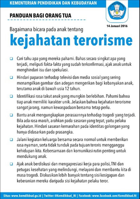 panduan guru dan orang tua untuk jelaskan terorisme pada anak