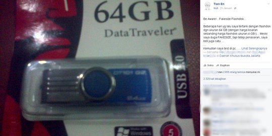 Awas flashdisk palsu beredar, harga murah tapi ngaku kapasitas besar