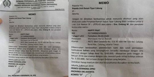 Kesal nama dicatut penghuni rusun, Prabowo akan lapor polisi