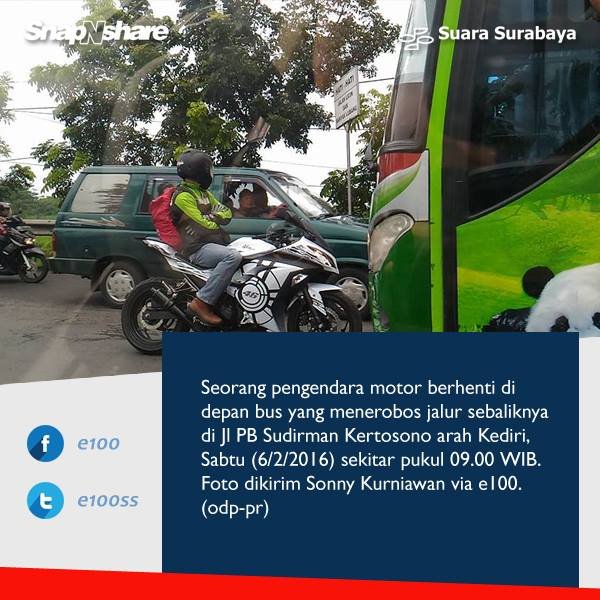 kawasaki ninja hadang bus restu panda