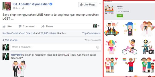 Pakai Facebook yang punya stiker gay, AA Gym kena sindir