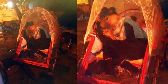 Terlantar tidur di becak, Pak Atim dibawa ke Panti Sosial Surabaya