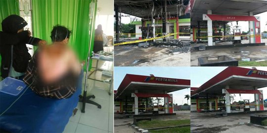 Gara-gara percikan api saat isi bensin, SPBU di Inhil terbakar