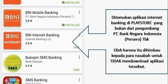 BNI sebut aplikasi palsu internet bankingnya tak berbahaya