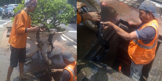 Heroiknya pasukan oranye tembus got gelap demi temukan kulit kabel