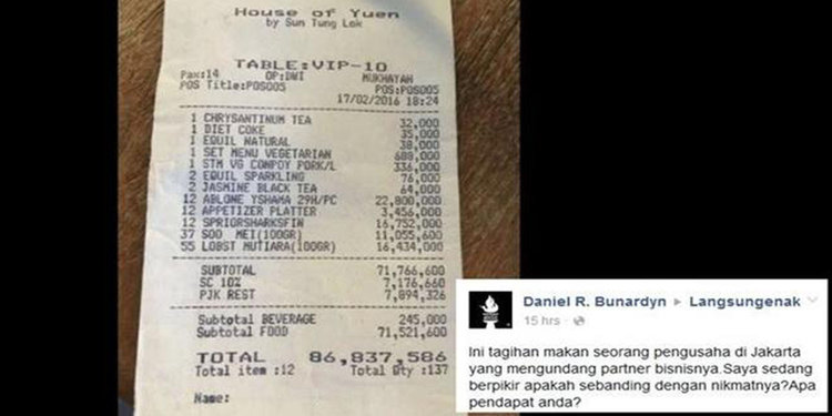 Deretan Bon Makan Yang Bikin Heboh Gara Gara Harga Tak Wajar