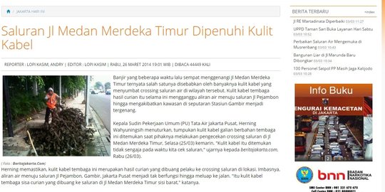 Ternyata kulit kabel di gorong-gorong pernah ditemukan 2 tahun lalu