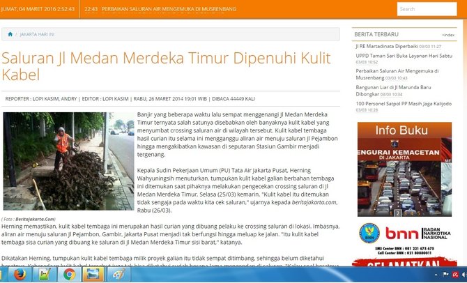 saluran air jalan merdeka dipenuhi kabel beritajakartacom