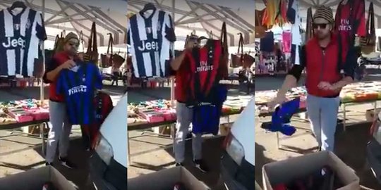 Video: Penjual ini pajang jersey Milan, lipat kostum Inter