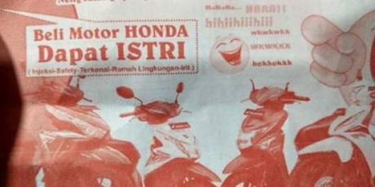 Heboh, beli motor Honda dapat ISTRI!