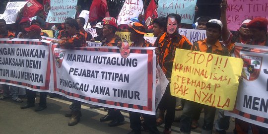 La Nyalla jadi tersangka, Pemuda Pancasila geruduk Kejati Jatim