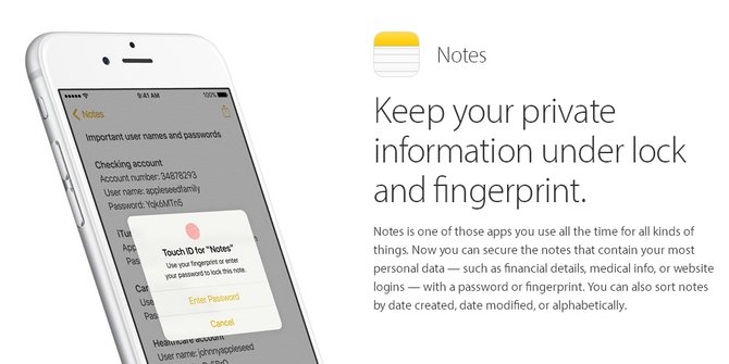 aplikasi notes dengan password touch id