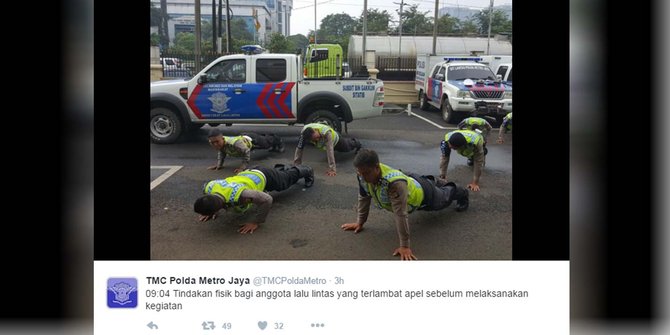 terlambat apel polisi diminta push up