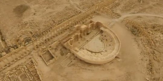 Kehancuran kota kuno bersejarah Palmyra dilihat dari udara