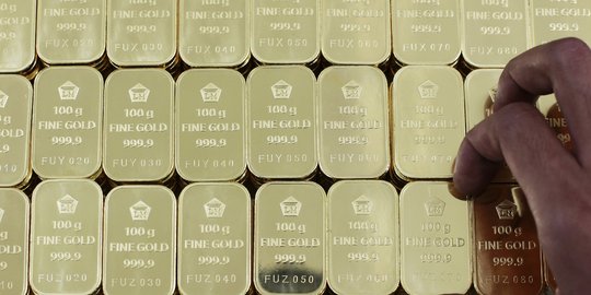 Harga emas Antam melorot Rp 9.000 jadi Rp 563.000 per gram