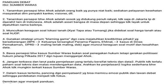 Beredar pesan cara buat pendukung bela Ahok dalam kasus Sumber Waras