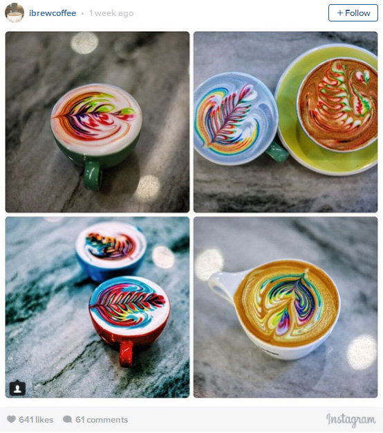 rainbow latte art