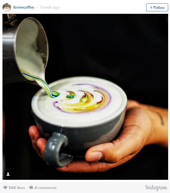 rainbow latte art