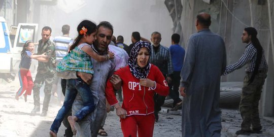 Kepanikan warga Suriah kembali digempur serangan udara