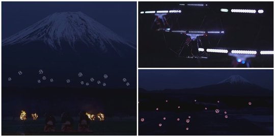 [Video] Indahnya gemerlap tarian drone di Gunung Fuji