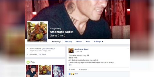 Akun Facebook atas nama Amokrane minta maaf sudah buat onar di Bali