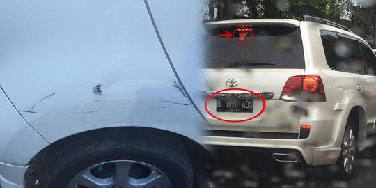 Land Cruiser berstiker garuda merah kabur setelah menyerempet