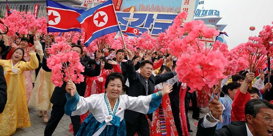 Semarak warga Pyongyang parade ria rayakan kongres Partai Berkuasa