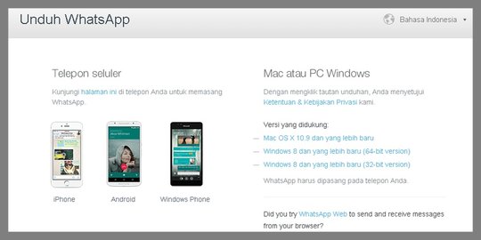 Sudah unduh aplikasi WhatsApp untuk PC dan Mac?