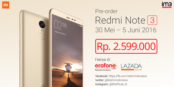Xiaomi resmi rilis Redmi Note 3 di Indonesia