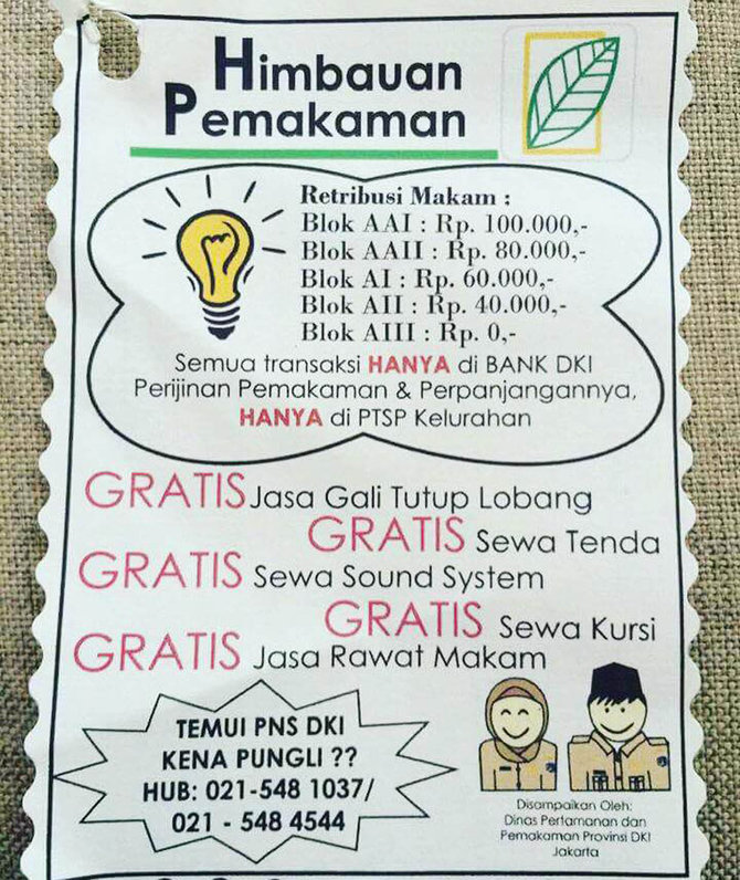 imbauan pemakaman di tpu pemda dki