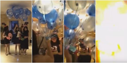 [Video] Ngeri! Balon helium tiba-tiba meledak saat pesta ulang tahun