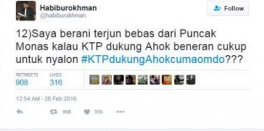 Terkumpul 1 juta KTP, kapan Habiburokhman terjun dari Monas?