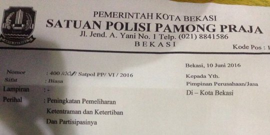Ormas & Satpol PP di Bekasi minta jatah lebaran ke pengusaha