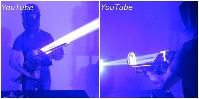youtuber buat meriam laser