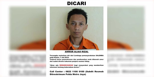 Polisi janjikan hadiah bagi warga yang temukan Anwar si pemerkosa!