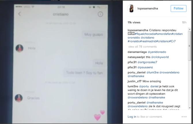 amandha goda ronaldo lewat instagram