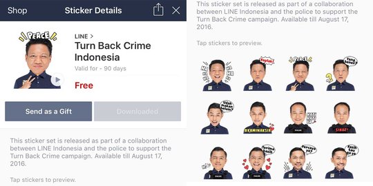 Wajah Kombes Krishna jadi stiker Line buat promosi 'Turn Back Crime'