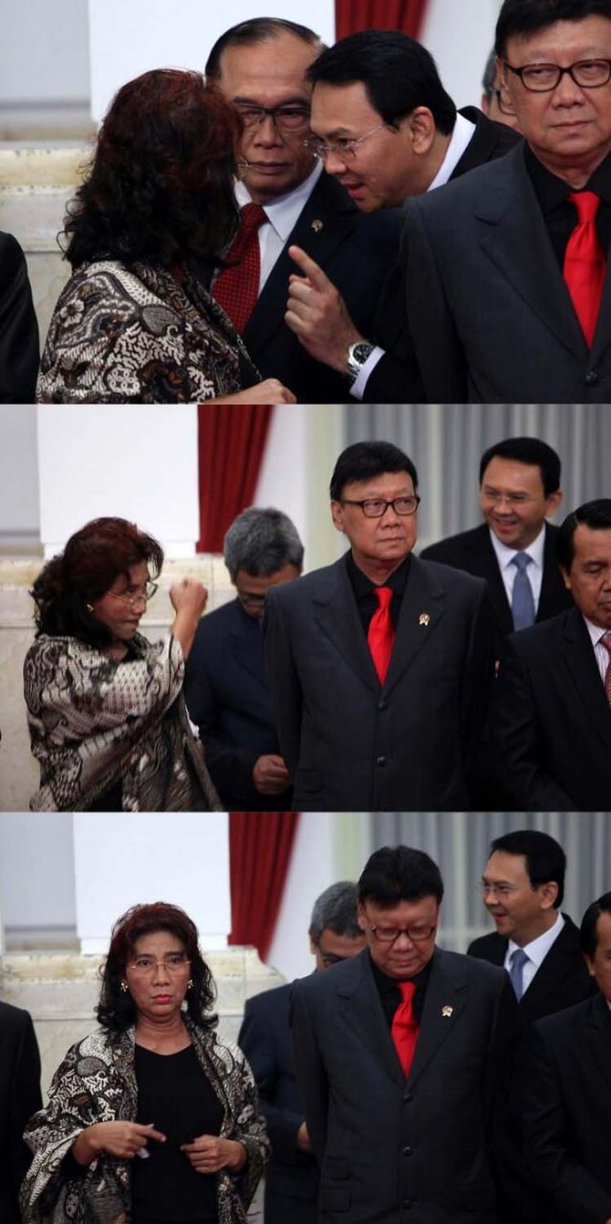 Foto Menteri Susi Kepalkan Tangan Ke Ahok Maksudnya Apa Merdekacom